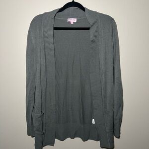 Pink Lily Gray Open Front Sweater